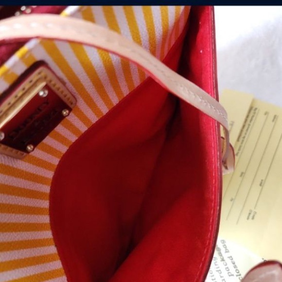 Vintage Dooney & Bourke Letter Carrier Messenger Bag | Yellow & White Stripe - Picture 5 of 7